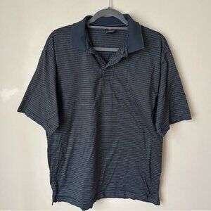 Mercedes Benz Lifestyle 100% Cotton Black Grey Stripe Polo Shirt Men’s Large